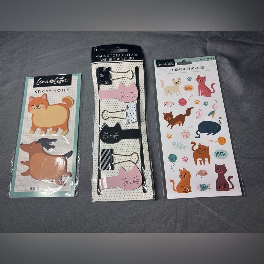 Cat-Themed Office Set 3 pc Cat Themed Stationery Set NWT